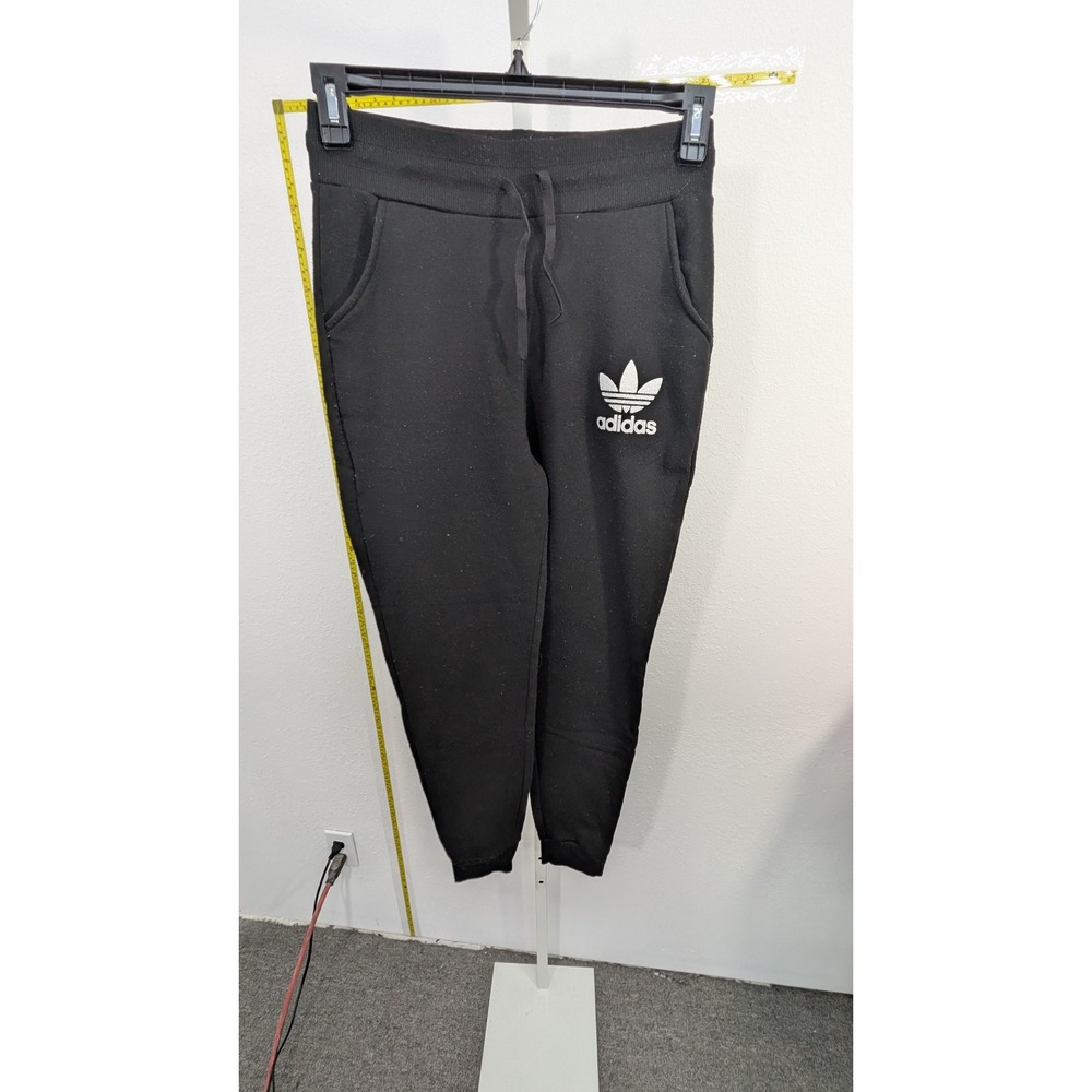 C-Mode Womens Black Joggers Sweatpants‎ Trefoil Logo Drawstring Size S/M M9055